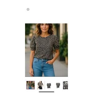 A.L.C. Kati Women's Leopard Print Puff Sleeve Top, Size S